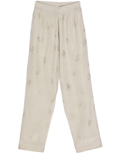 Uma Wang Pantalon Palmer à fleurs en jacquard - Blanc