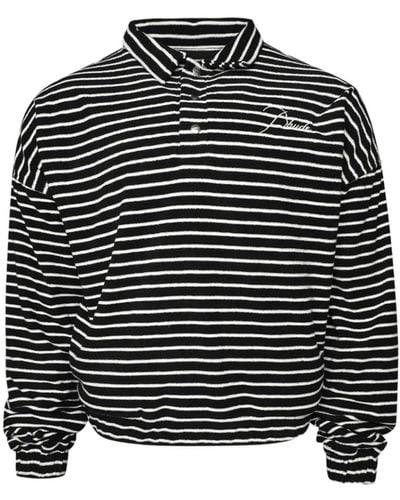 Rhude Striped Towelling-finish Polo Shirt - Black