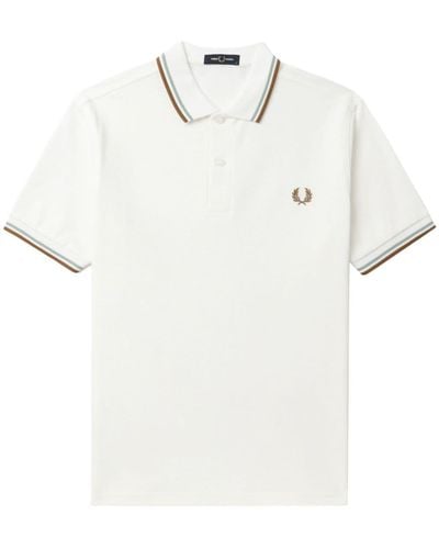 Fred Perry Embroidered-logo Cotton Polo Shirt - White