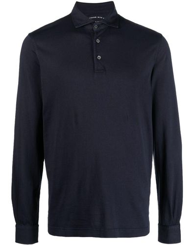 Fedeli Long-sleeved Polo Shirt - Blue