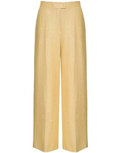12 STOREEZ Side-stripe Linen Wide-leg Trousers - Yellow