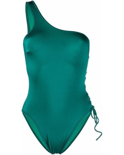 Sian Swimwear Maillot de bain Sian à design asymétrique à une épaule - Vert