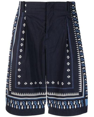 Etro Tailored Shorts With Geometric Print - Blue