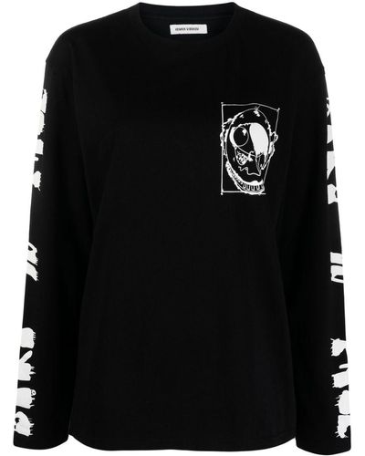 Henrik Vibskov Langarmshirt mit grafischem Print - Schwarz