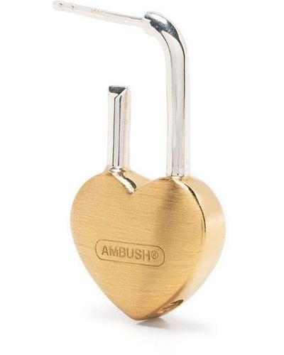 Ambush Small Heart Padlock Earring - White