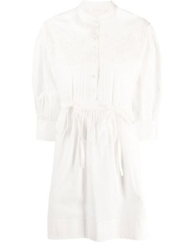 See By Chloé Robe-chemise en coton à broderies - Blanc
