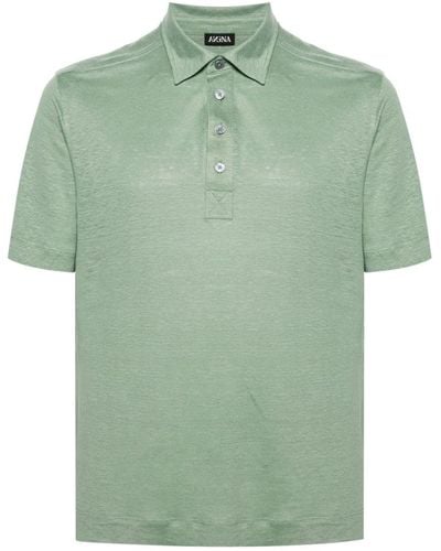 ZEGNA Short-sleeve Linen Polo Shirt - Green