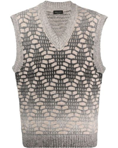 Roberto Collina Gradient Diamond-pattern Vest - Gray
