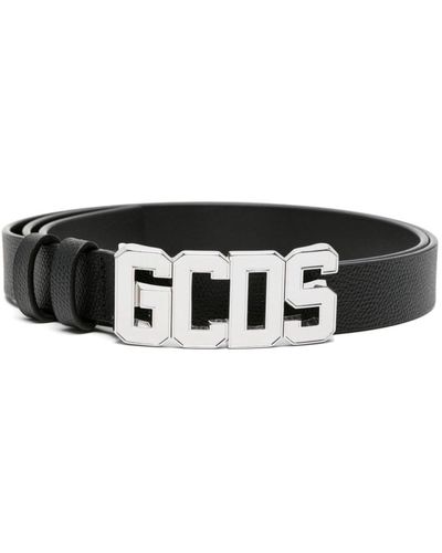 Gcds Logo-buckle Leather Belt - Black
