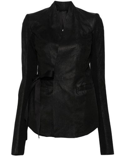 Rick Owens Lederjacke mit Risseffekt - Schwarz