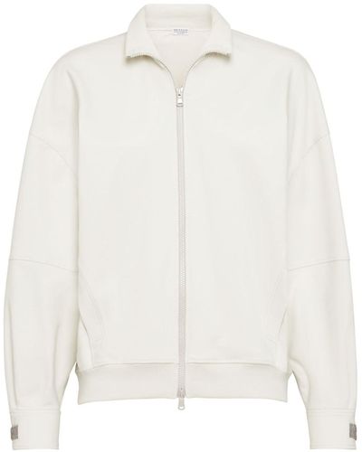 Brunello Cucinelli Sweatshirt mit Reißverschluss - Weiß
