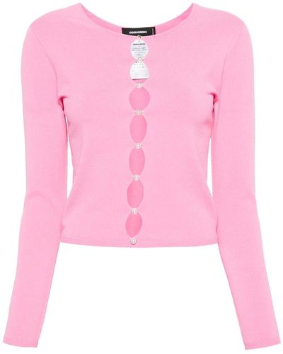 DSquared² Faux-pearl Cut-out Cardigan - Pink