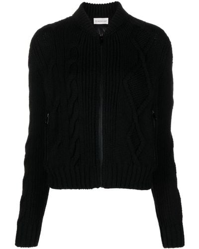Moncler Padded Cable-knit Cardigan - Black