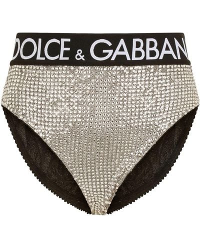 Dolce & Gabbana High-waisted Crystal-embellished Briefs - Black
