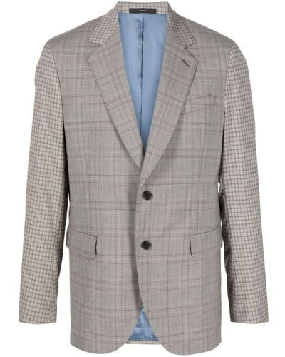 Paul Smith Check-pattern Stretch-wool Blazer - Grey