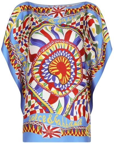 Dolce & Gabbana Seidenbluse mit abstraktem Print - Mehrfarbig