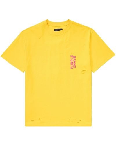 Purple Brand T-Shirt im Distressed-Look - Gelb