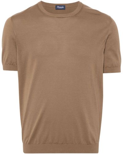 Drumohr Fijngebreid T-shirt - Bruin