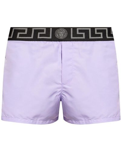 Versace Greca Border Swim Shorts - Purple
