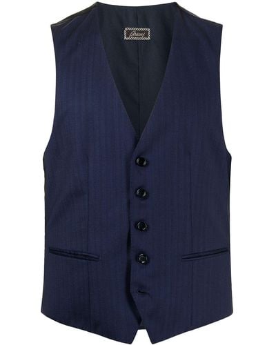 Brioni Buttoned-up Striped Gilet - Blue