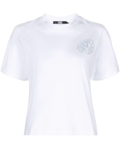 Karl Lagerfeld T-Shirt aus Bio-Baumwolle mit Logo-Verzierung - Weiß