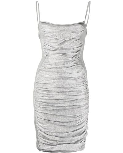 Dion Lee Metallic Draped Mini Dress - Gray