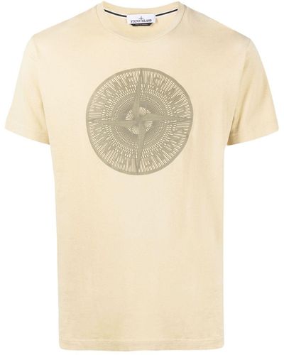 Stone Island T-shirt Met Logoprint - Naturel