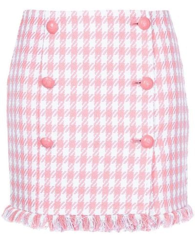 Twin Set Check-print Cotton Mini Skirt - Pink