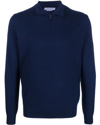 Corneliani Long-sleeve Polo Sweater - Blue