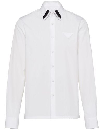 Prada Brand-patch Contrast-panel Cotton Shirt X - White