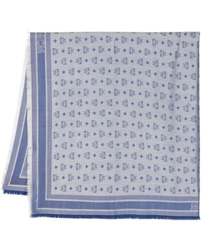 MCM Sjaal Met Monogramprint - Blauw