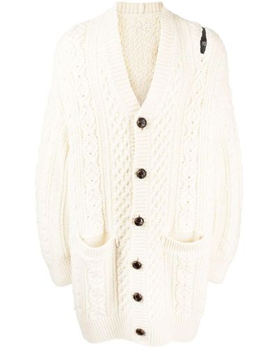 TAKAHIROMIYASHITA TheSoloist. Zip-detail Aran-knit Cardigan - White