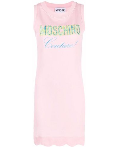 Moschino Robe à logo brodé - Rose