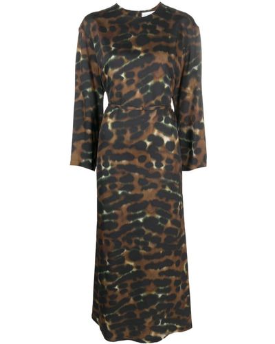 Christian Wijnants Leopard-print Belted Midi Dress - Black