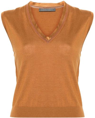 Alberta Ferretti Top smanicato - Marrone