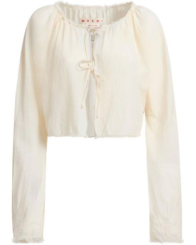 Marni Frayed-edge cotton shirt - Weiß