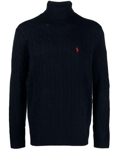 Polo Ralph Lauren Cable-knit Wool-blend Sweater - Blue