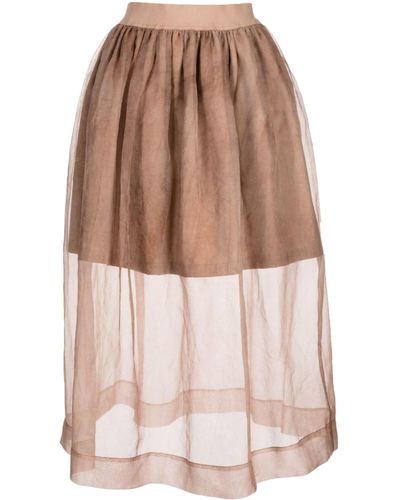 Uma Wang Layered Sheer-panel Skirt - Brown