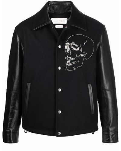 Alexander McQueen Chaqueta con motivo Skull bordado - Negro