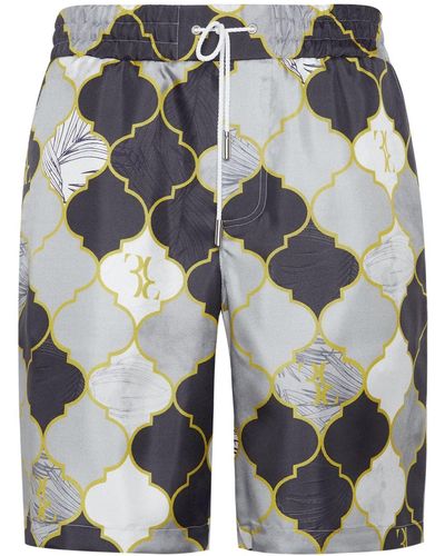 Billionaire Patterned Silk Shorts - Grey