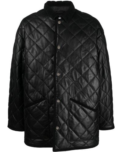 Filippa K Quilted Leather Coat - Black