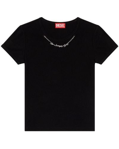 DIESEL T-shirt à détail de chaîne - Noir