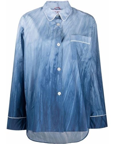 F.R.S For Restless Sleepers Pipe-trim Pajama Shirt - Blue
