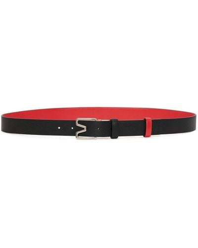 Alexander McQueen Sharp Reversible Buckled Belt - Red