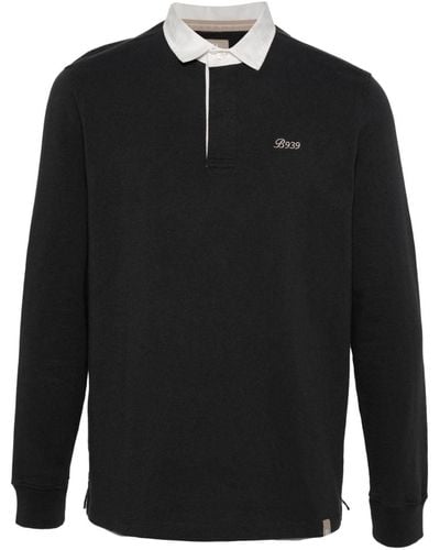 BOGGI Embroidered-logo Cotton Polo Shirt - Black