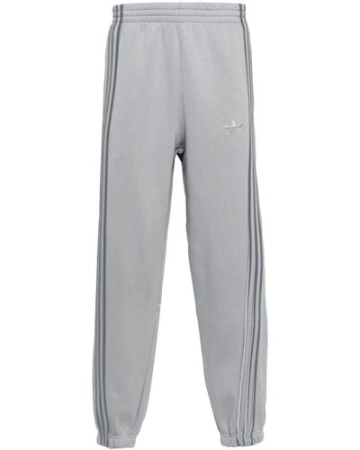 adidas Logo-embroidered Striped Track Pants - Grey