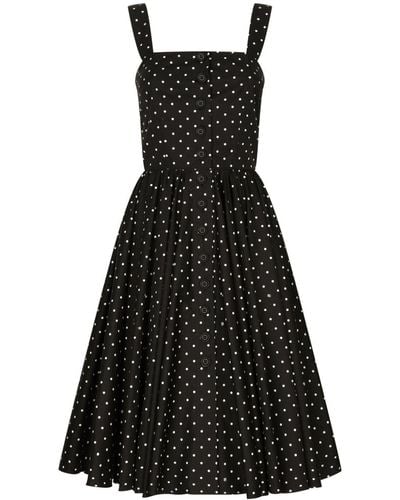 Dolce & Gabbana Polka-dot Cotton Midi Dress - Black