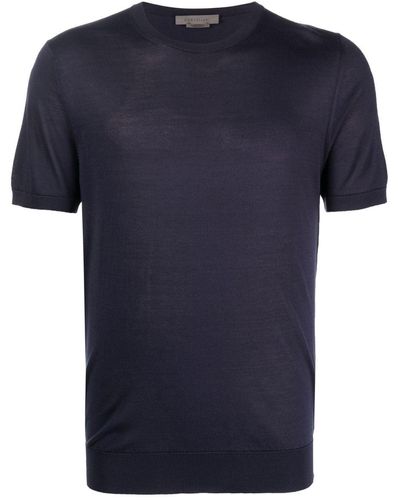 Corneliani T-shirt en soie à manches courtes - Bleu