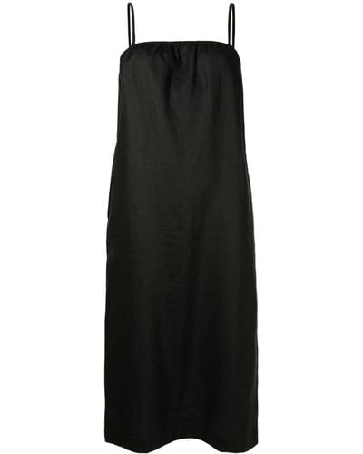 Adriana Degreas Square-neck Linen Midi Dress - Black