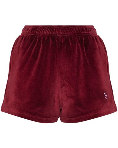Sporty & Rich Src Velour Mini Shorts - Red
